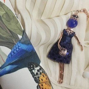 Gisel handmade doll necklace, sequin blue